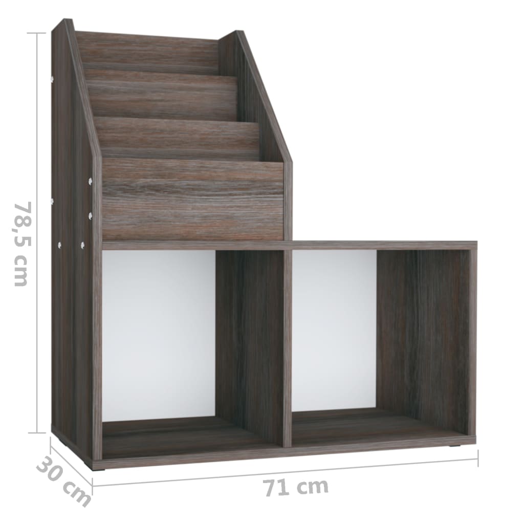 vidaXL Raft reviste copii gri/sonoma 71x30x78,5 cm lemn prelucrat vidaXL Raft reviste copii gri/sonoma 71x30x78,5 cm lemn prelucrat