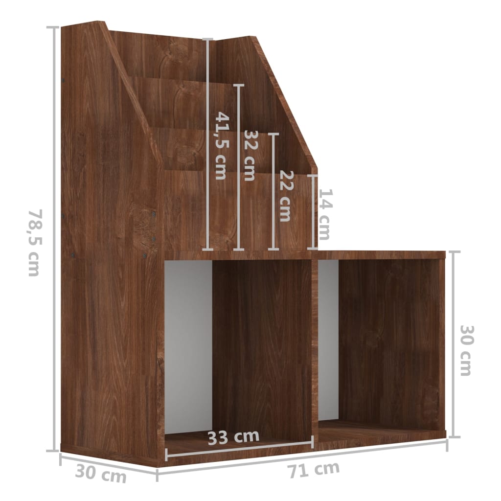 vidaXL Raft reviste copii, stejar maro, 71x30x78,5cm, lemn prelucrat vidaXL Raft reviste copii, stejar maro, 71x30x78,5cm, lemn prelucrat