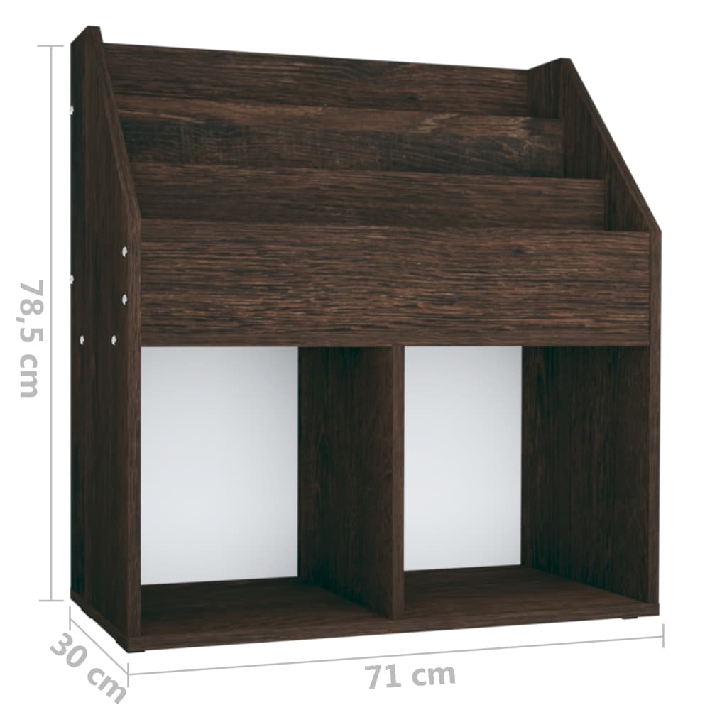 vidaXL Raft reviste copii, stejar afumat, 71x30x78,5cm, lemn prelucrat vidaXL Raft reviste copii, stejar afumat, 71x30x78,5cm, lemn prelucrat