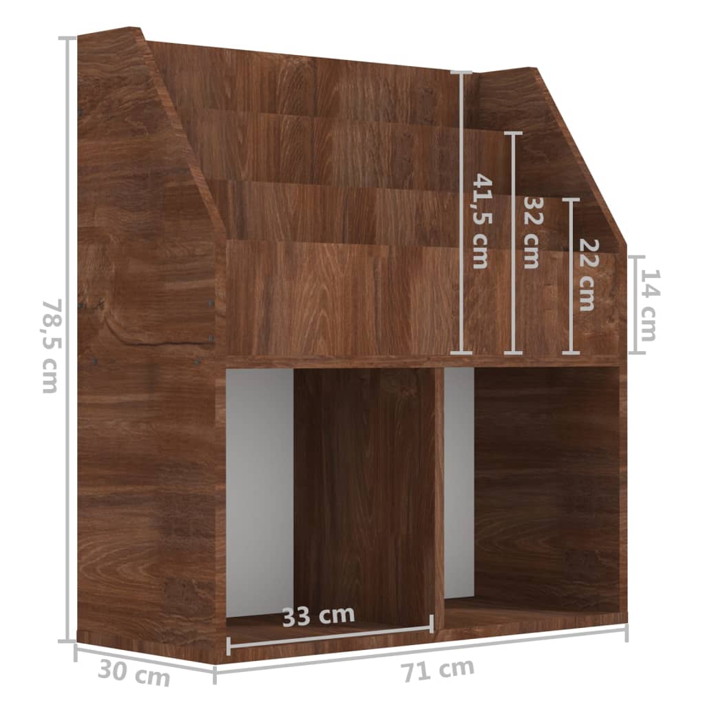 vidaXL Raft reviste copii, stejar maro, 71x30x78,5cm, lemn prelucrat vidaXL Raft reviste copii, stejar maro, 71x30x78,5cm, lemn prelucrat