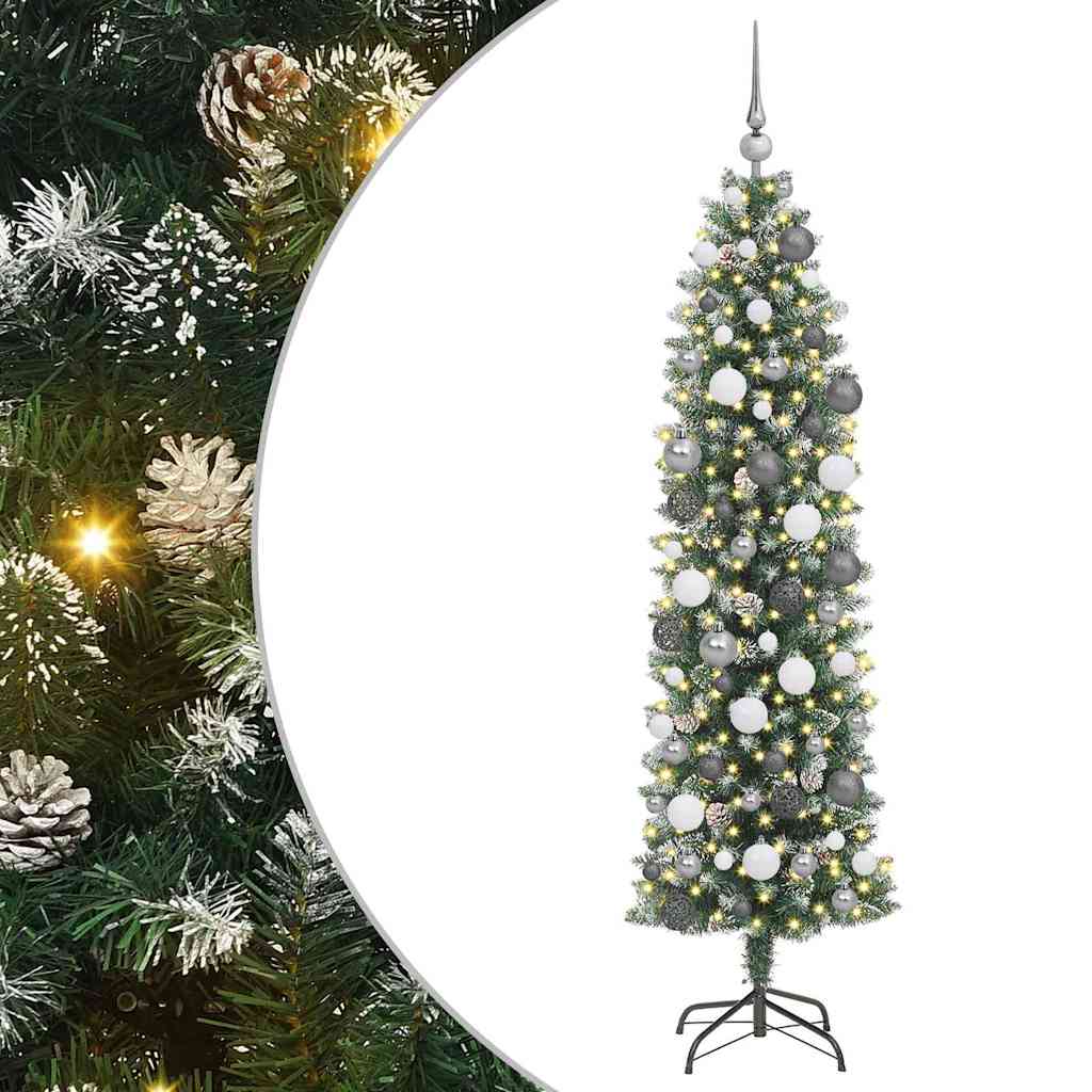 vidaXL Copac Artificial Slăb de Crăciun Verde 180 cm PVC