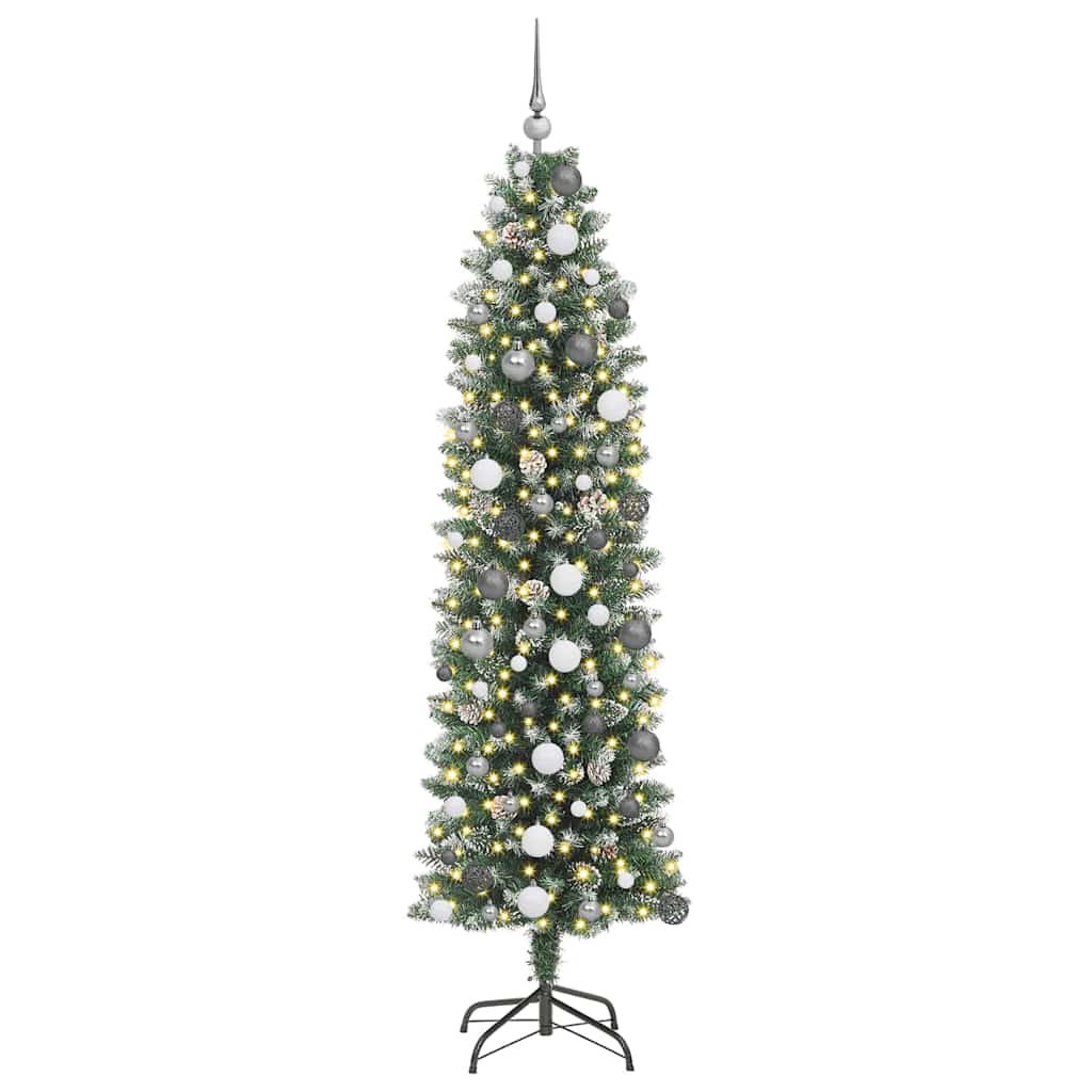 vidaXL Copac Artificial Slăb de Crăciun Verde 210 cm PVC și Plastic