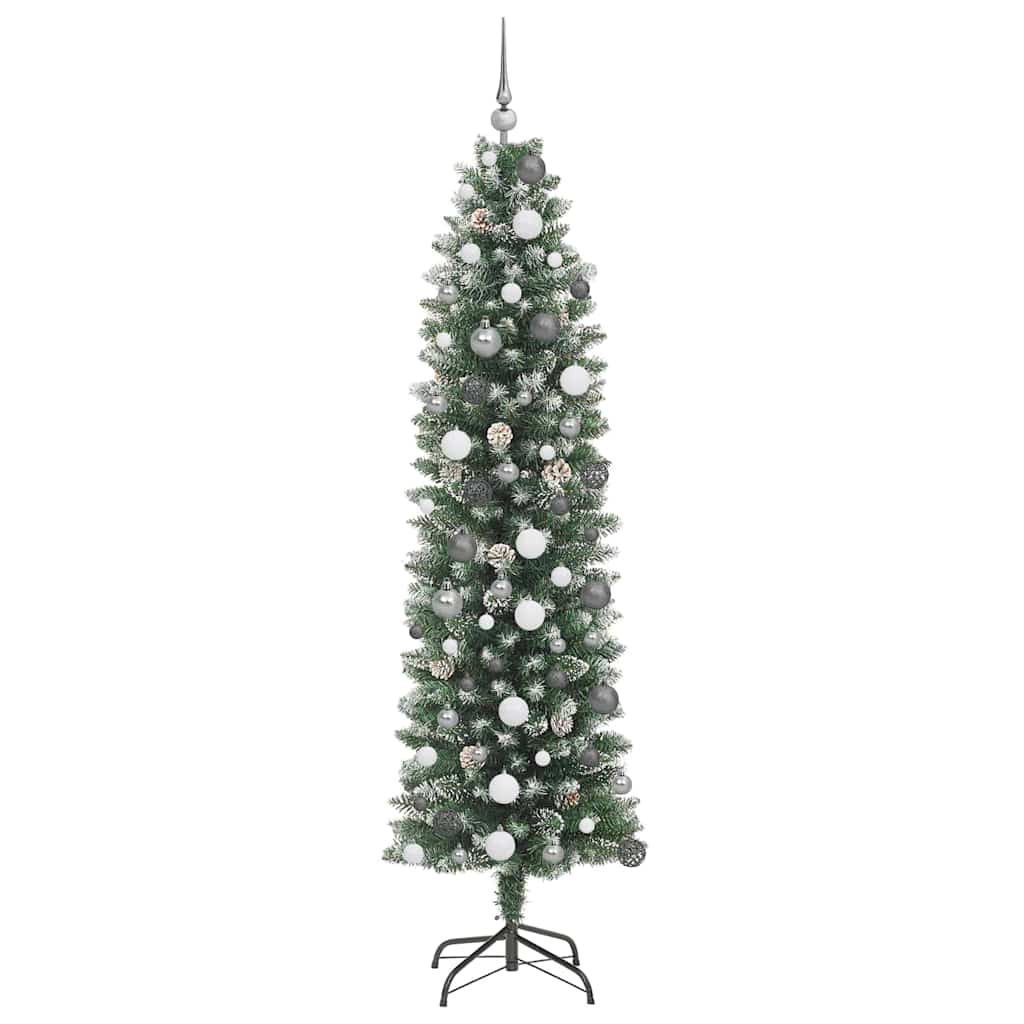 vidaXL Copac Artificial Slăb de Crăciun Verde 210 cm PVC și Plastic