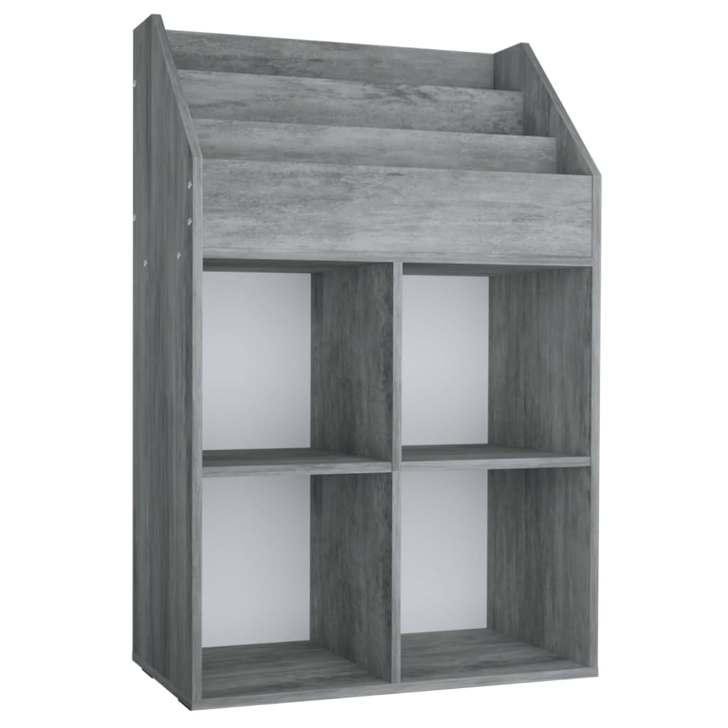 vidaXL Raft de reviste pentru copii, gri, 71x30x114 cm, lemn prelucrat vidaXL Raft de reviste pentru copii, gri, 71x30x114 cm, lemn prelucrat