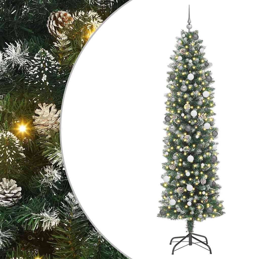 vidaXL Copac Artificial Slăb de Crăciun Verde 240 cm PVC