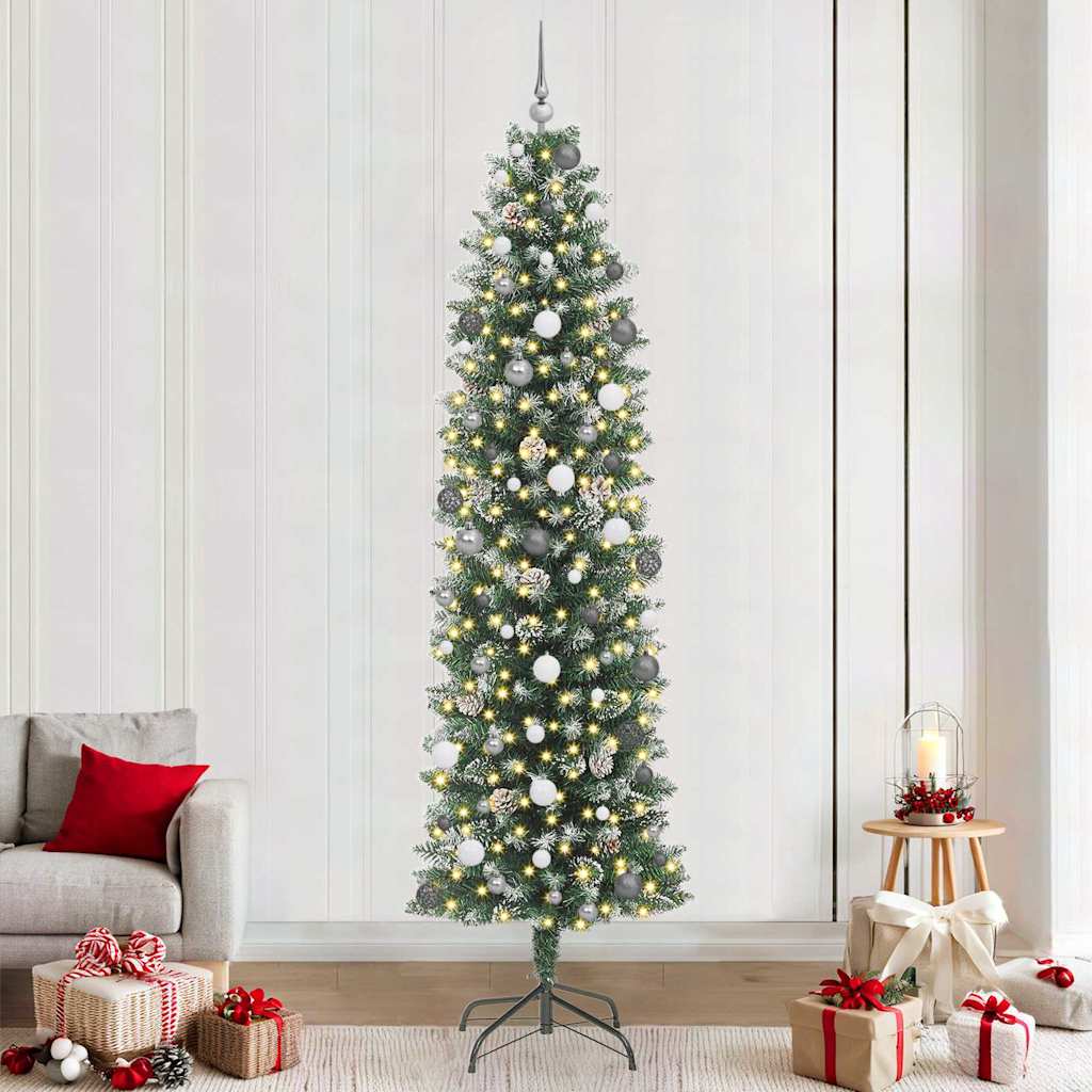 vidaXL Copac Artificial Slăb de Crăciun Verde 240 cm PVC