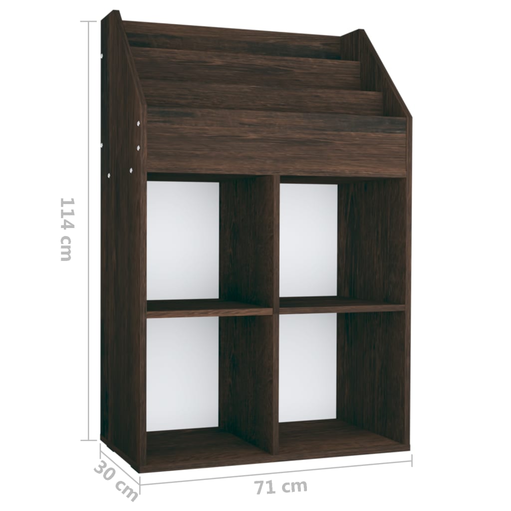 vidaXL Raft reviste copii, stejar afumat, 71x30x114 cm, lemn prelucrat vidaXL Raft reviste copii, stejar afumat, 71x30x114 cm, lemn prelucrat