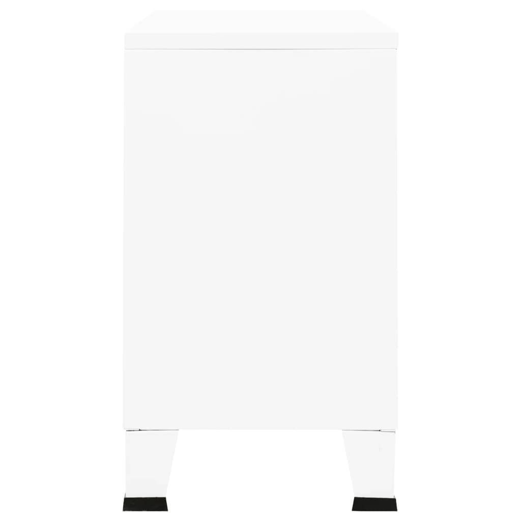 vidaXL Servantă industrială, alb, 105x35x62 cm, metal și sticlă vidaXL Servantă industrială, alb, 105x35x62 cm, metal și sticlă