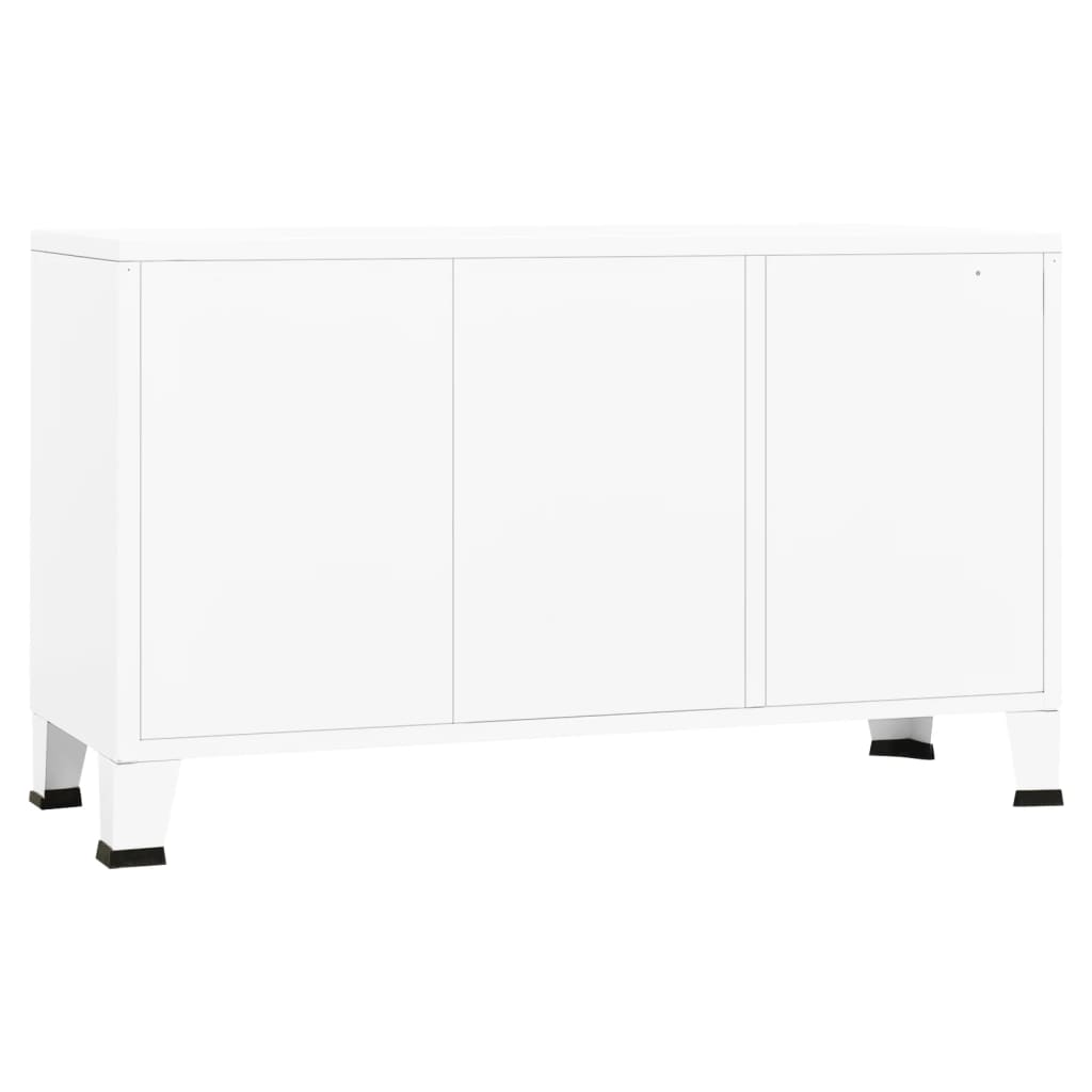 vidaXL Servantă industrială, alb, 105x35x62 cm, metal și sticlă vidaXL Servantă industrială, alb, 105x35x62 cm, metal și sticlă