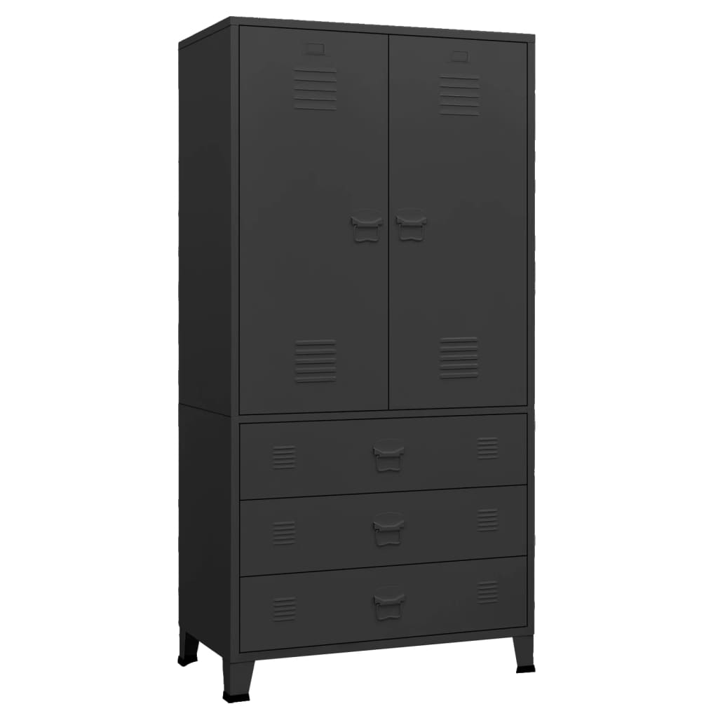 vidaXL Șifonier industrial, negru, 90x50x180 cm, metal vidaXL Șifonier industrial, negru, 90x50x180 cm, metal