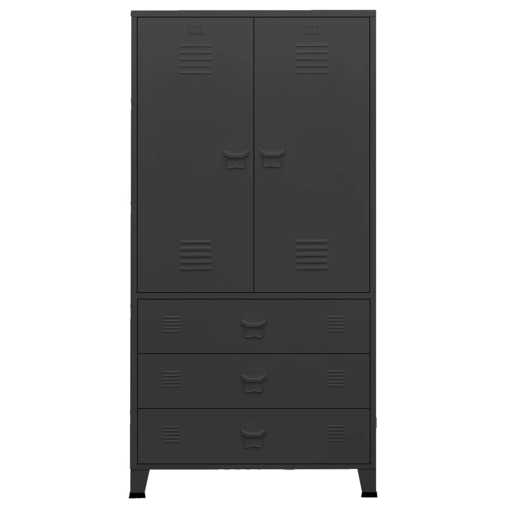 vidaXL Șifonier industrial, negru, 90x50x180 cm, metal vidaXL Șifonier industrial, negru, 90x50x180 cm, metal