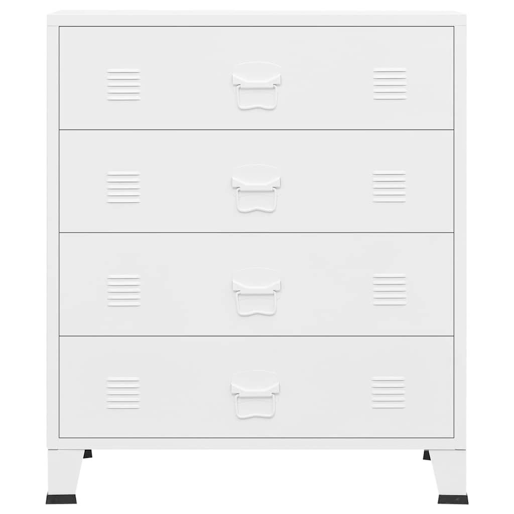 vidaXL Dulap cu sertare industrial, alb, 78x40x93 cm, metal vidaXL Dulap cu sertare industrial, alb, 78x40x93 cm, metal