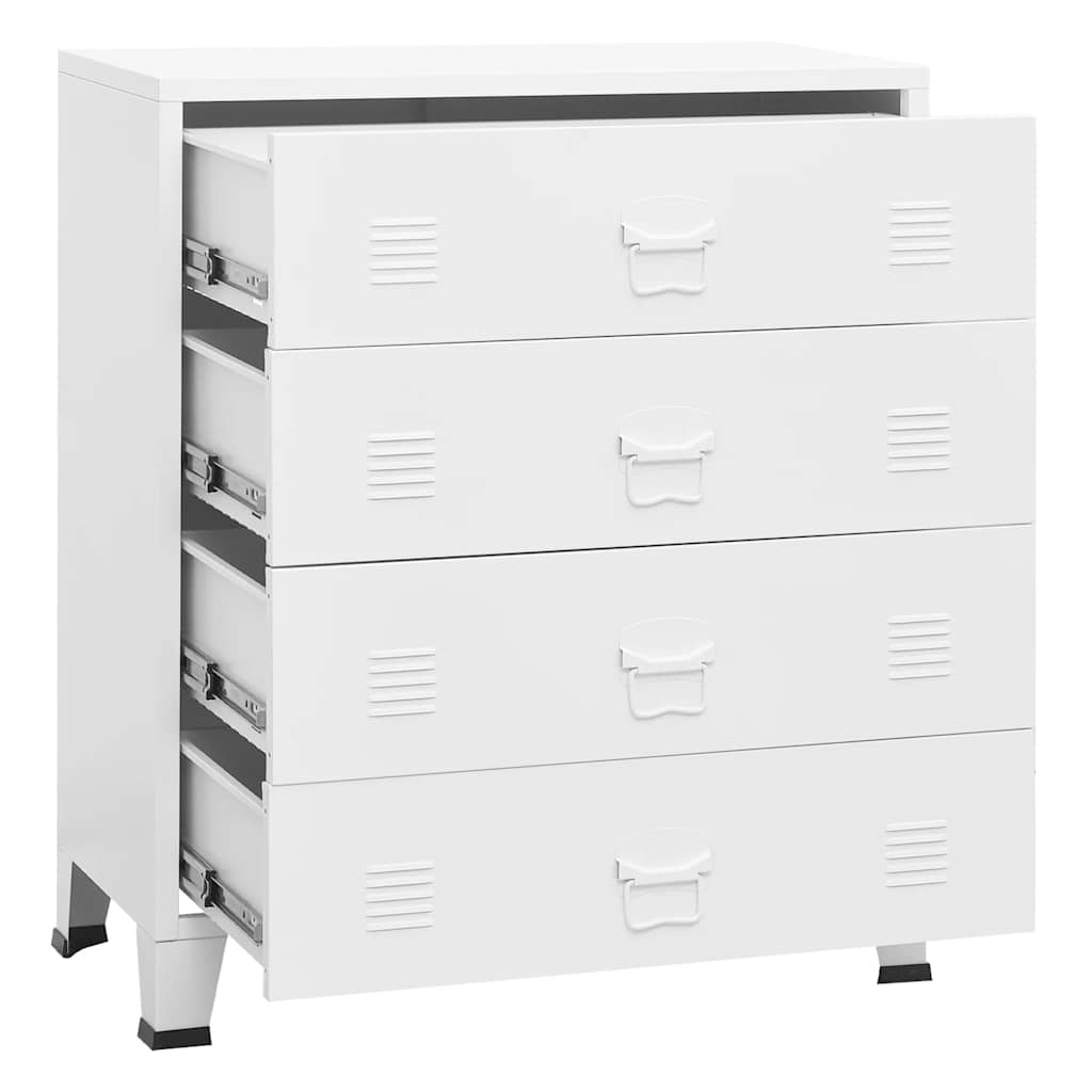vidaXL Dulap cu sertare industrial, alb, 78x40x93 cm, metal vidaXL Dulap cu sertare industrial, alb, 78x40x93 cm, metal