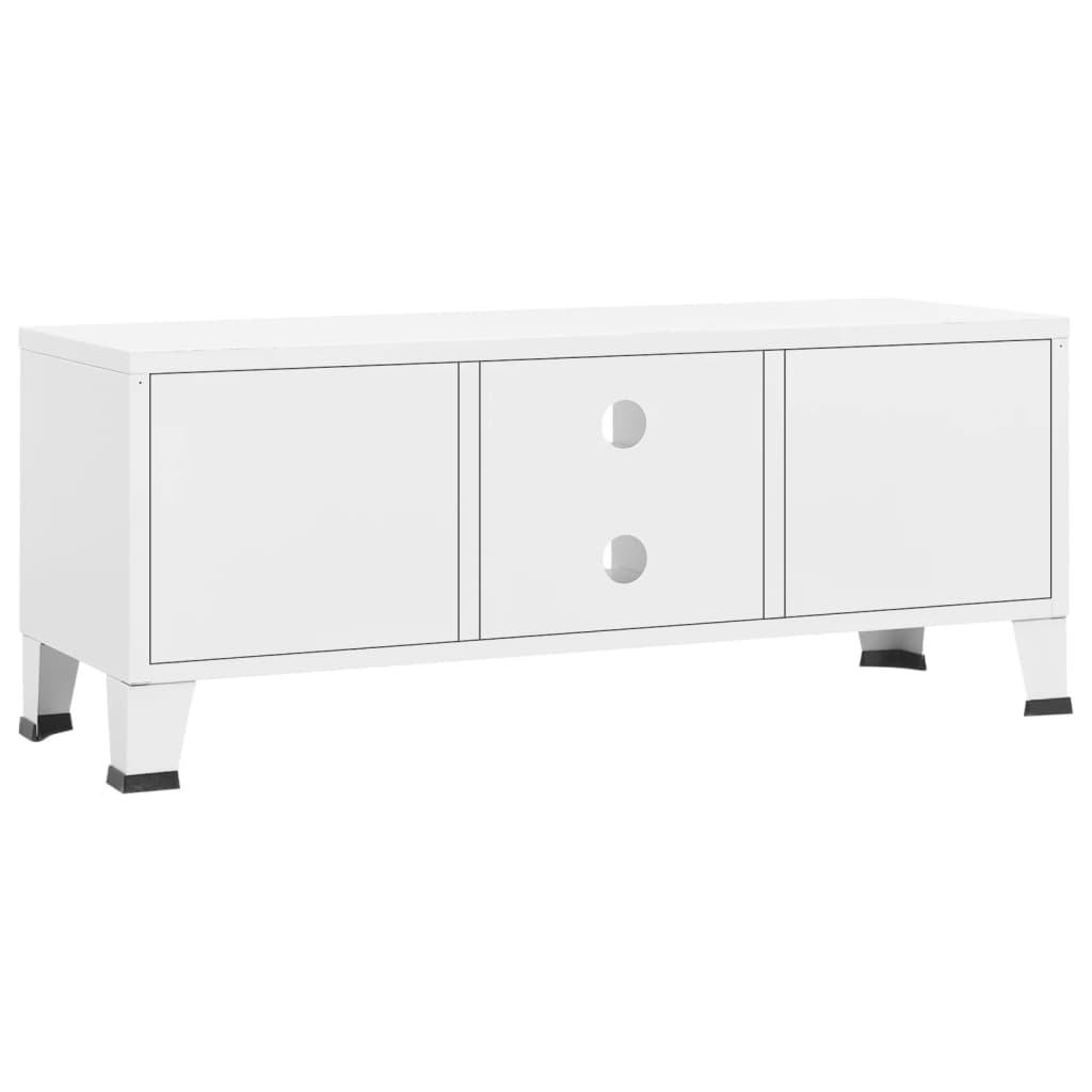 vidaXL Dulap TV industrial, alb, 105x35x42 cm, metal