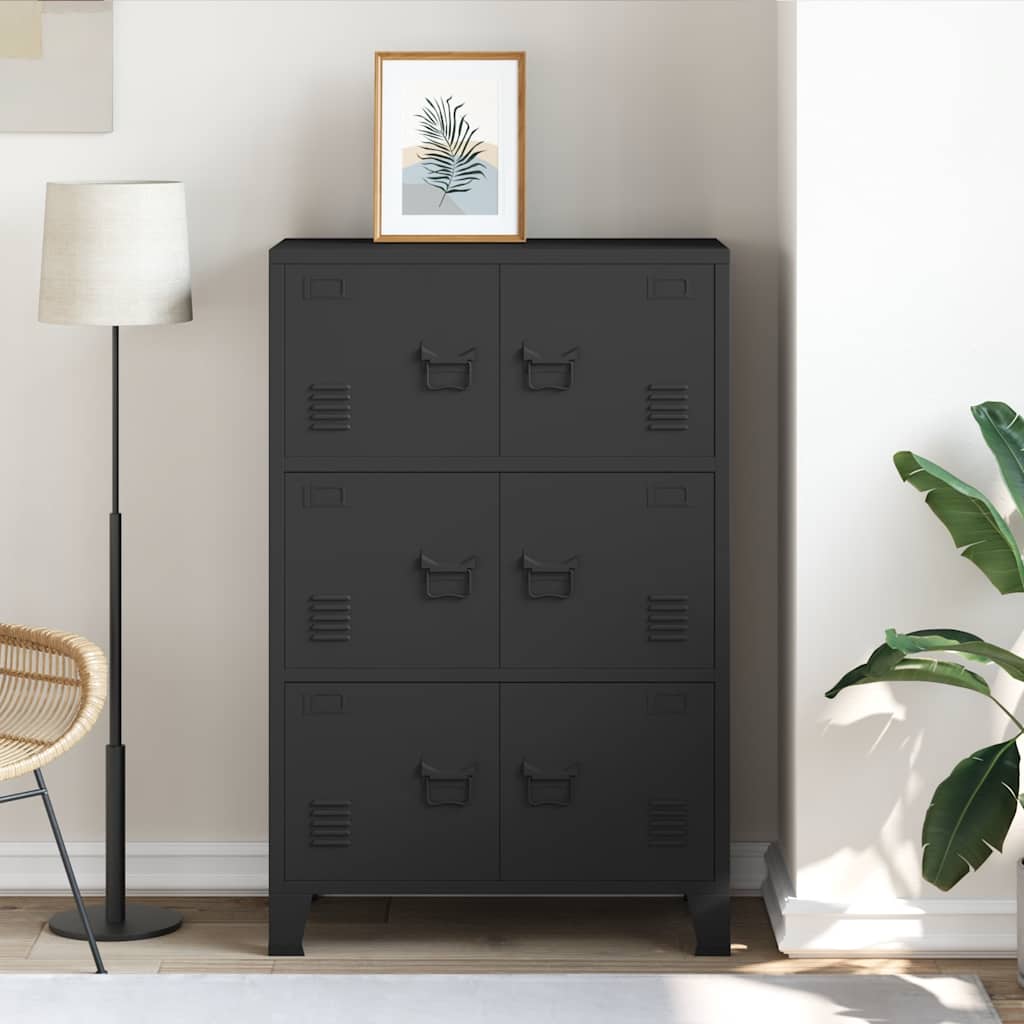 vidaXL Dulap industrial de depozitare, negru, 75x40x115 cm, metal vidaXL Dulap industrial de depozitare, negru, 75x40x115 cm, metal