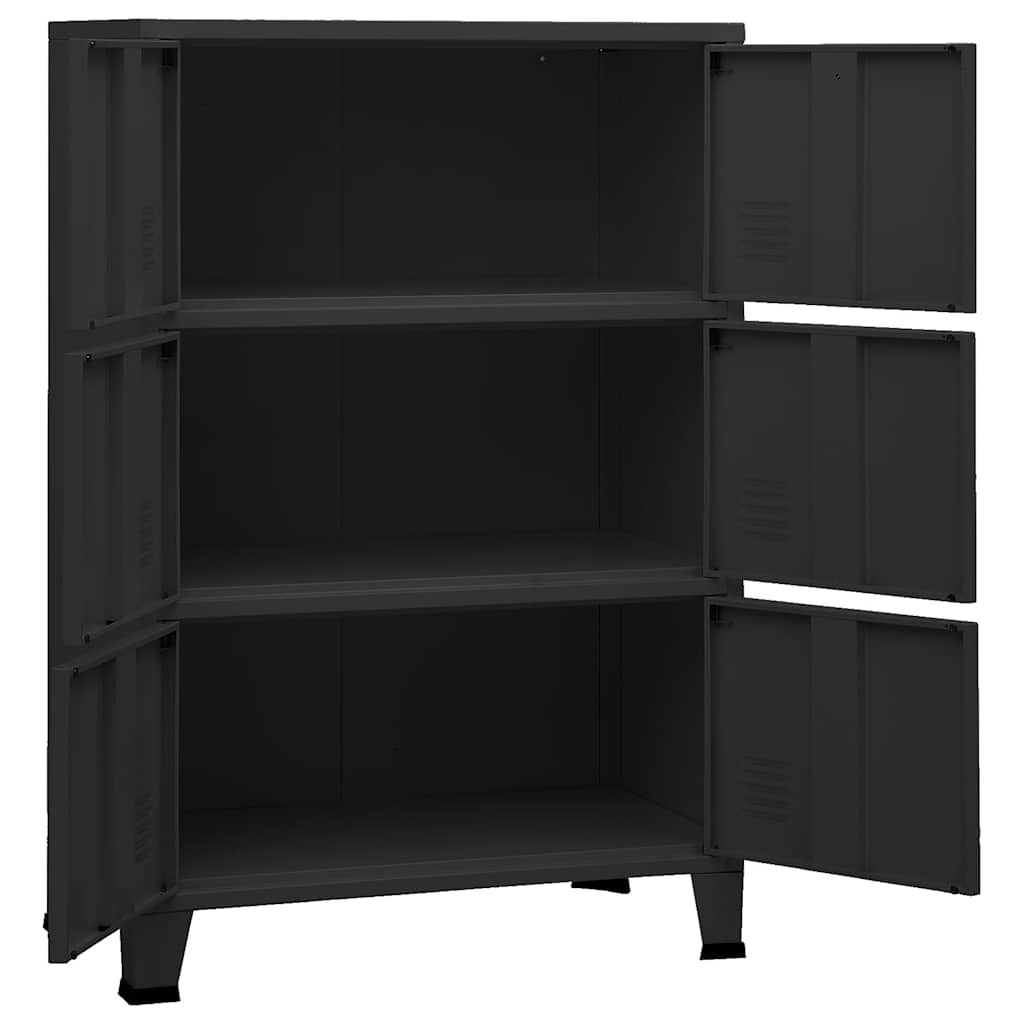 vidaXL Dulap industrial de depozitare, negru, 75x40x115 cm, metal vidaXL Dulap industrial de depozitare, negru, 75x40x115 cm, metal