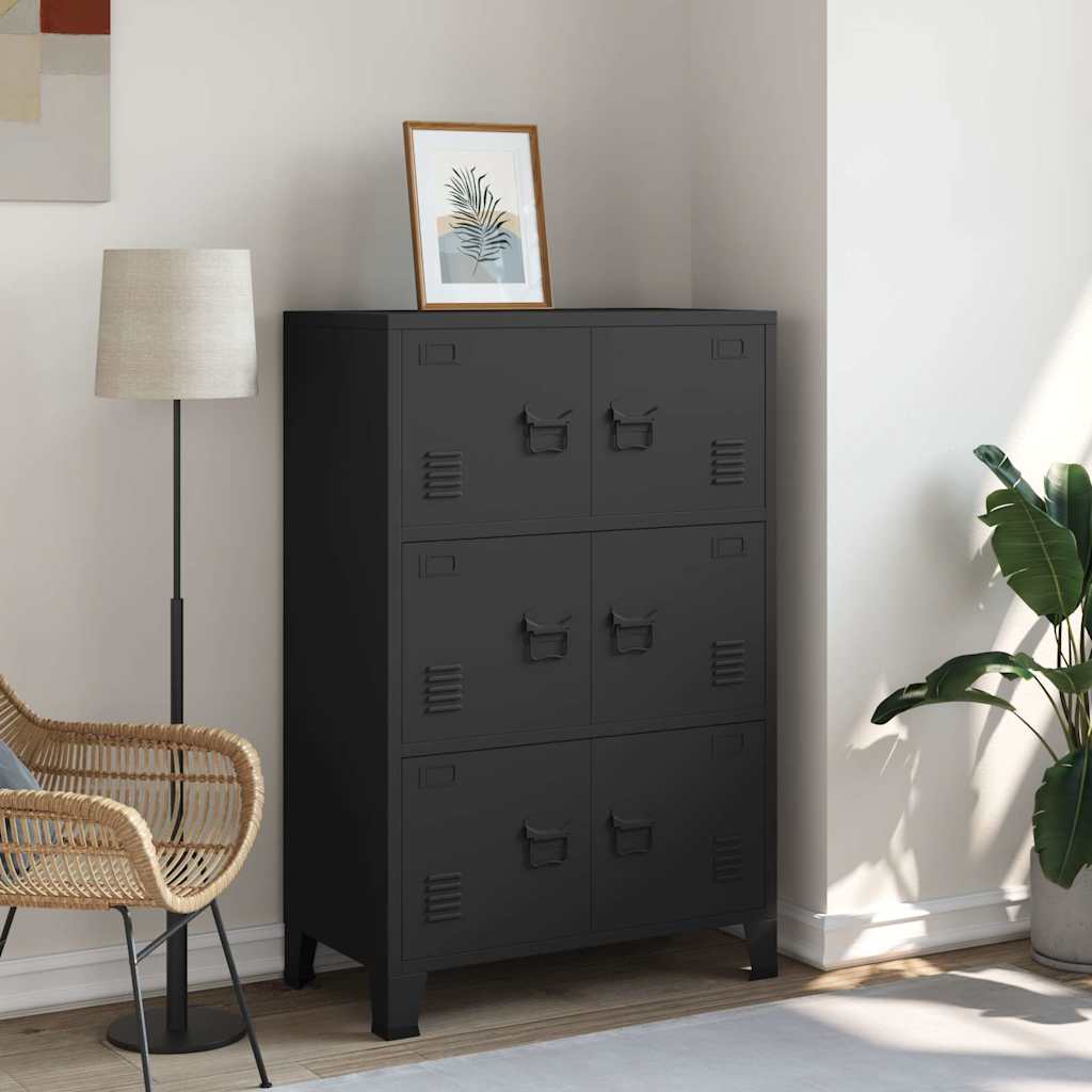 vidaXL Dulap industrial de depozitare, negru, 75x40x115 cm, metal vidaXL Dulap industrial de depozitare, negru, 75x40x115 cm, metal