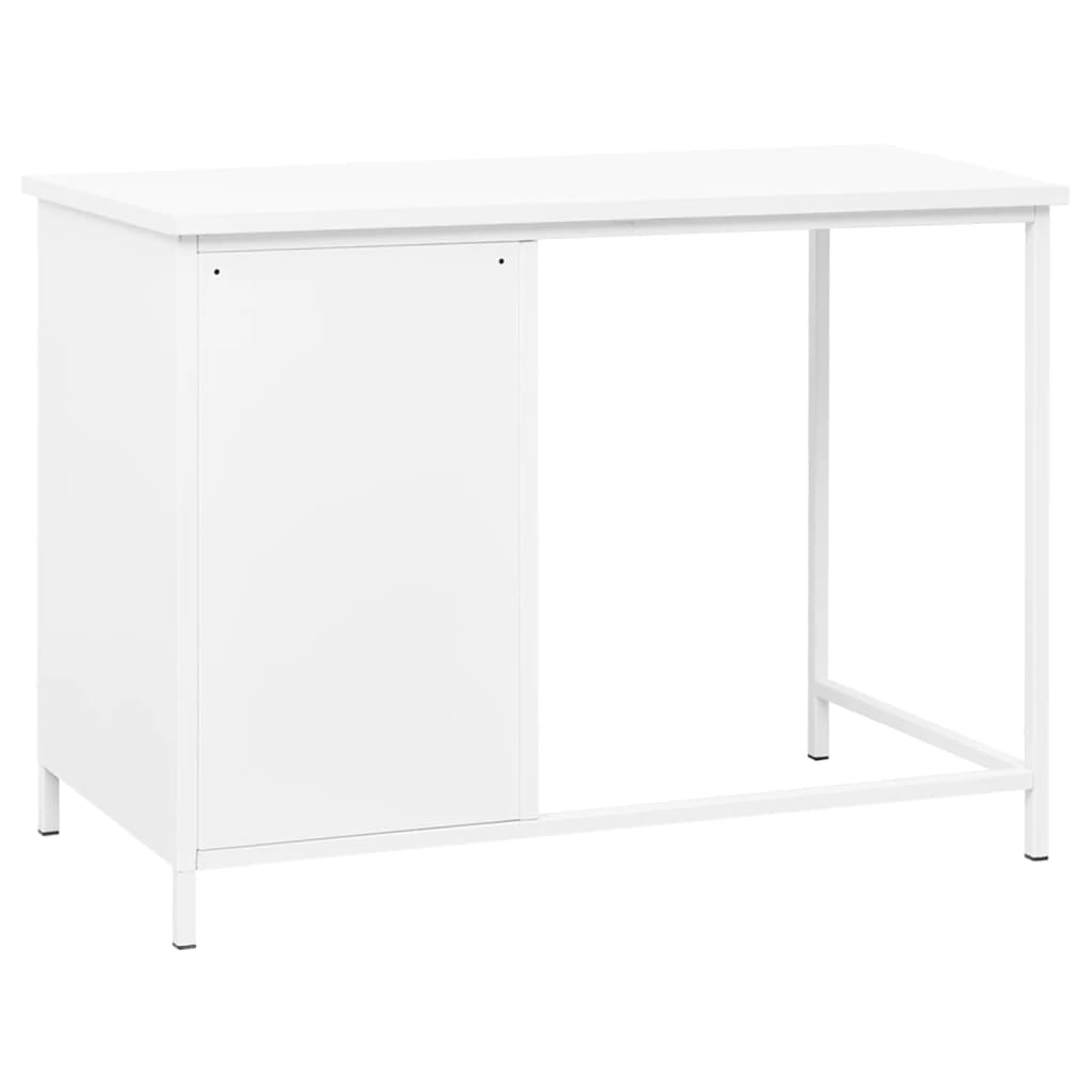 vidaXL Birou cu sertare, alb, 105x52x75 cm, oțel, industrial vidaXL Birou cu sertare, alb, 105x52x75 cm, oțel, industrial