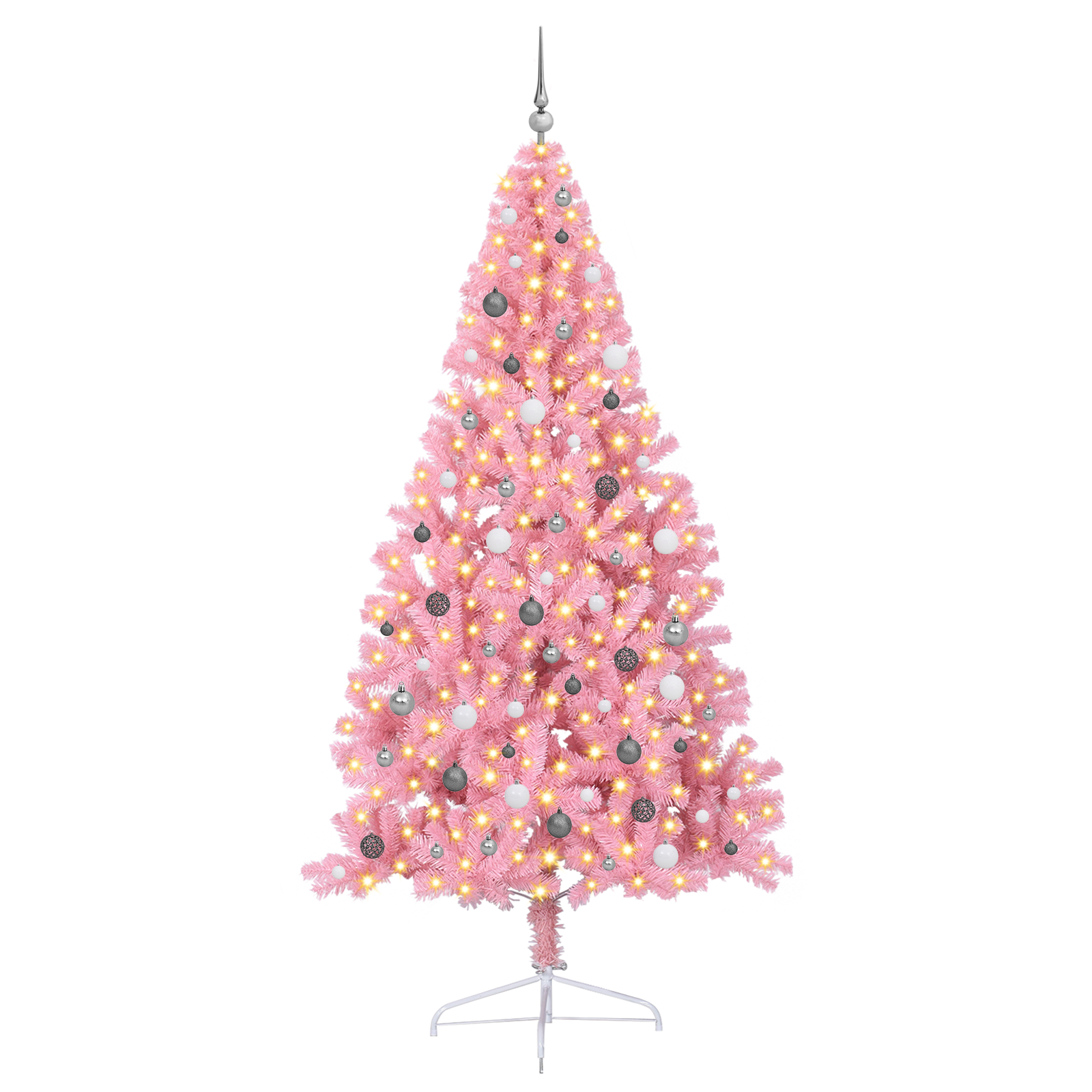 vidaXL Brad de Crăciun cu lumini decorative cu coarde Roz 240 cm PVC