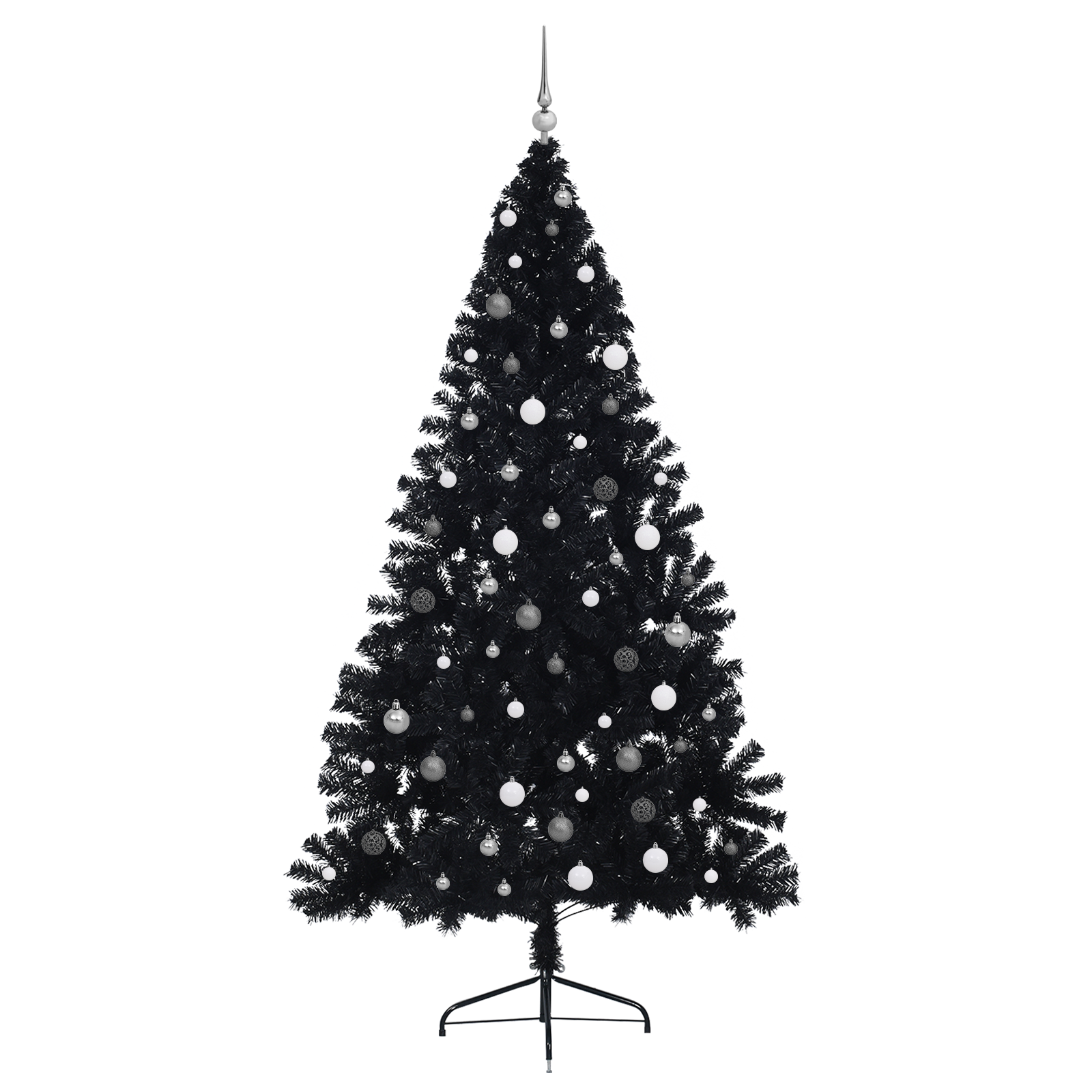 vidaXL Brad de Crăciun cu lumini decorative cu coarde Negru 240 cm PVC vidaXL Brad de Crăciun cu lumini decorative cu coarde Negru 240 cm PVC