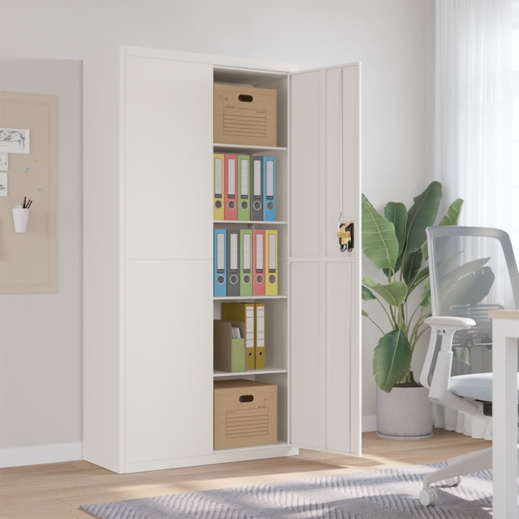 vidaXL Fișet, alb, 90x40x180 cm, oțel vidaXL Fișet, alb, 90x40x180 cm, oțel