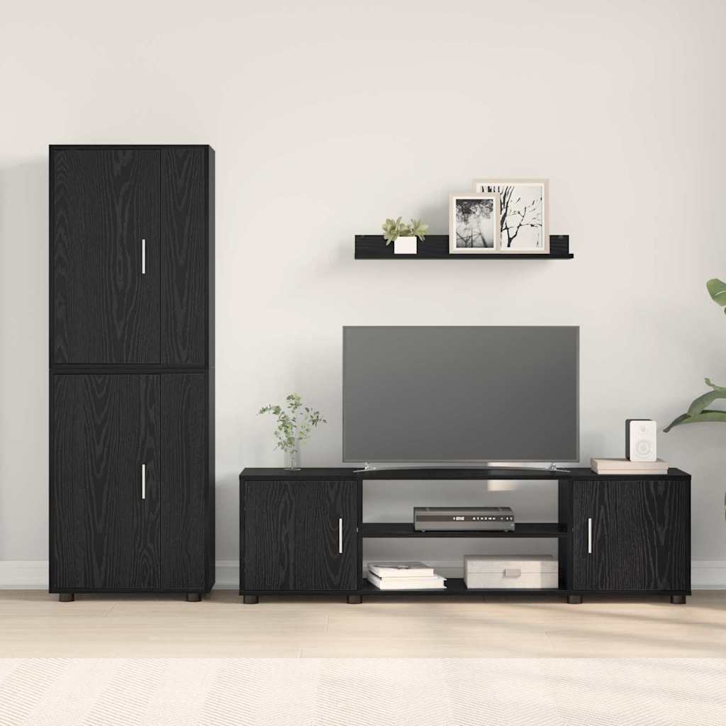 vidaXL Set de 4 piese pentru cabinet TV Pe perete 4 pcs Stejar negru vidaXL Set de 4 piese pentru cabinet TV Pe perete 4 pcs Stejar negru