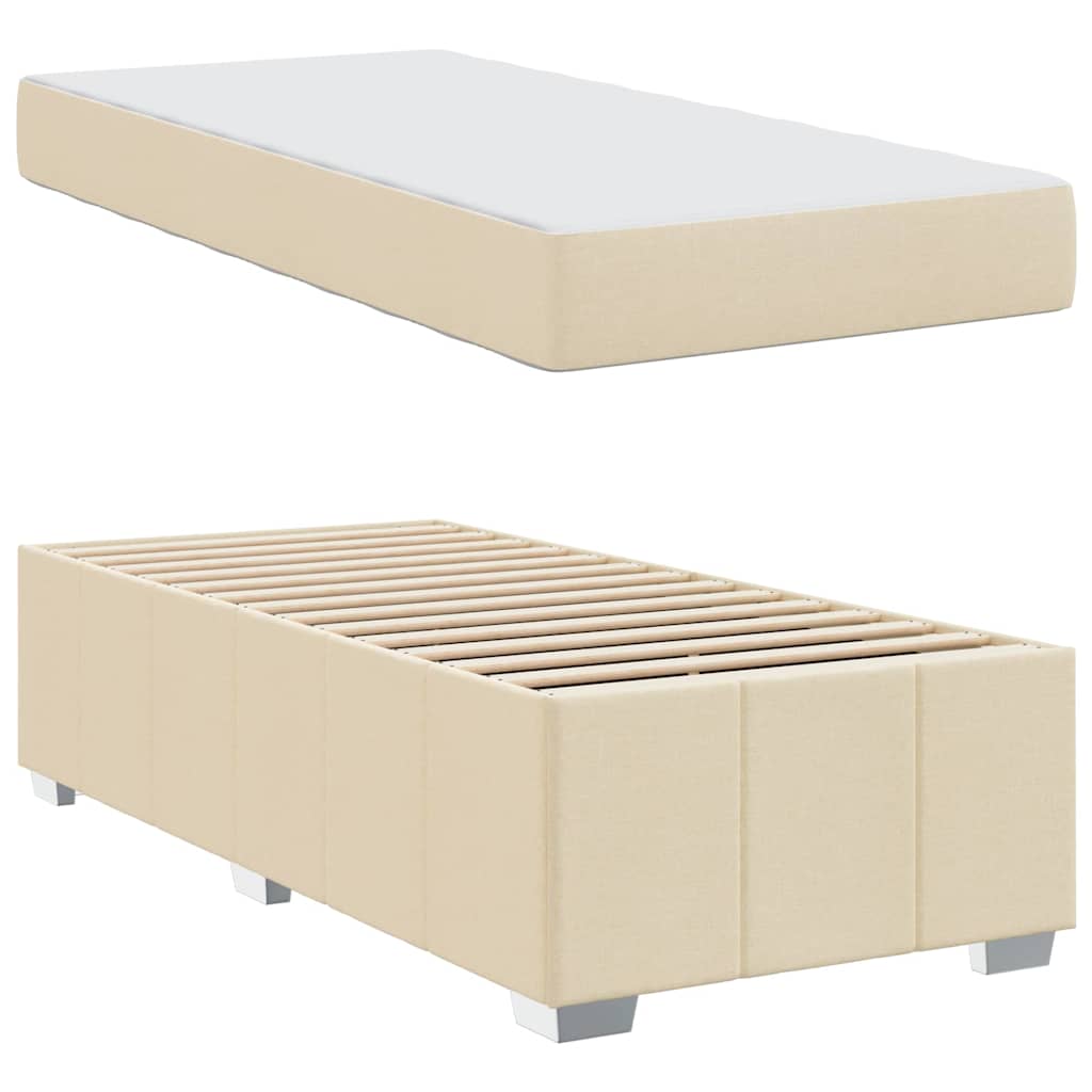 vidaXL Cadru de pat cu saltea Crem 80 x 200 cm țesătură