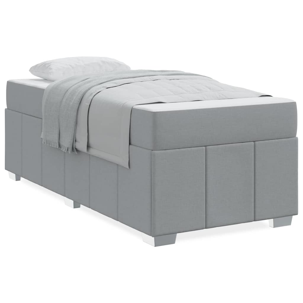 vidaXL Cadru de pat cu saltea Gri deschis 90 x 190 cm țesătură