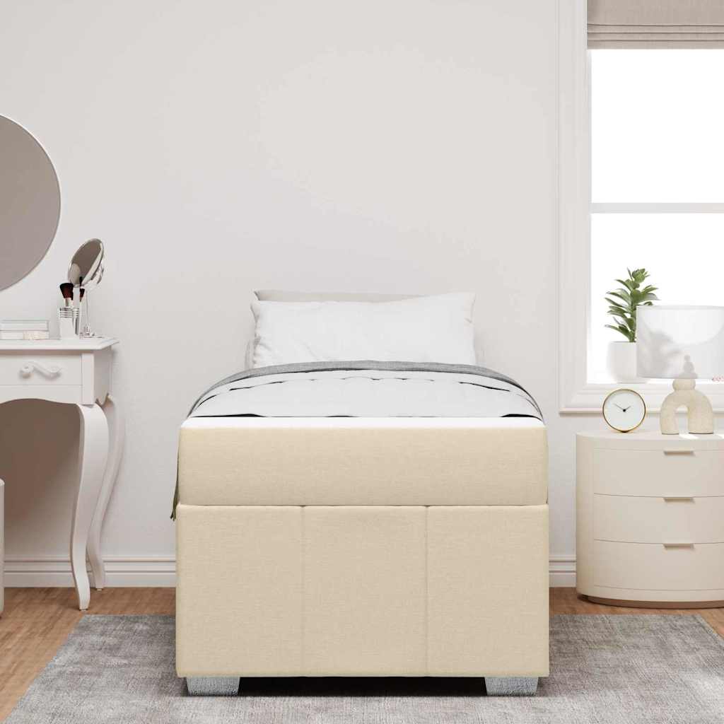 vidaXL Cadru de pat cu saltea Crem 90 x 190 cm țesătură