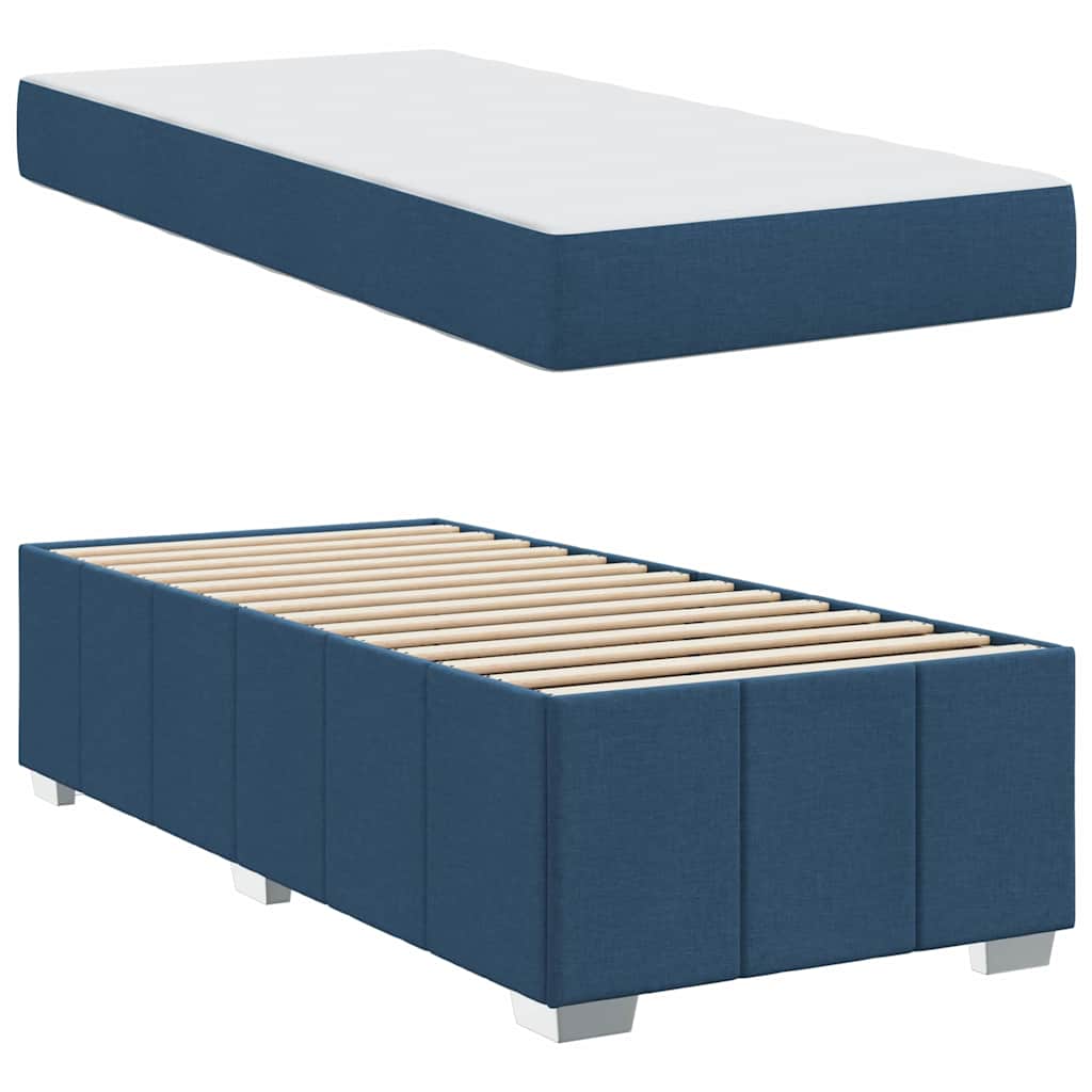 vidaXL Cadru de pat cu saltea albastru 90 x 190 cm țesătură
