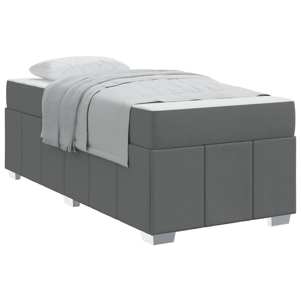 vidaXL Cadru de pat cu saltea Gri închis 100 x 200 cm țesătură