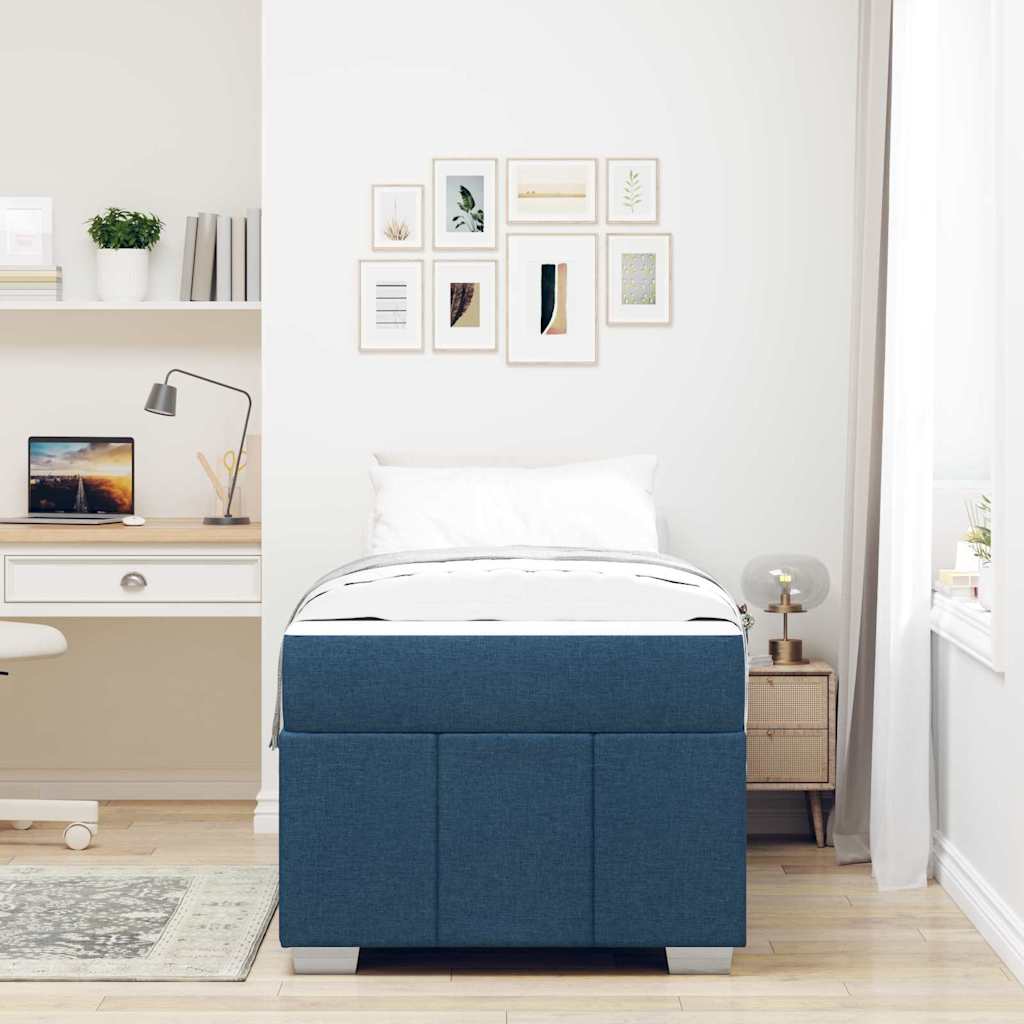 vidaXL Cadru de pat cu saltea albastru 100 x 200 cm țesătură