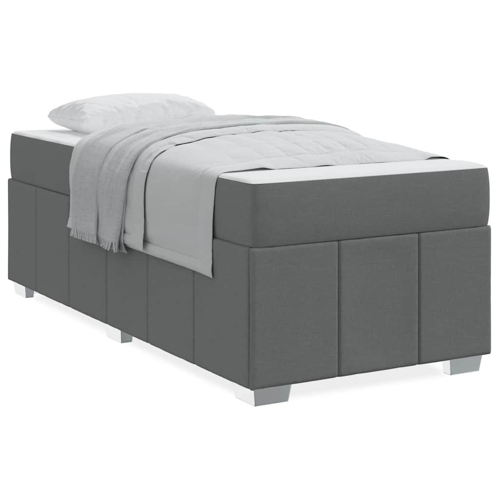 vidaXL Cadru de pat cu saltea Gri închis 120 x 190 cm țesătură