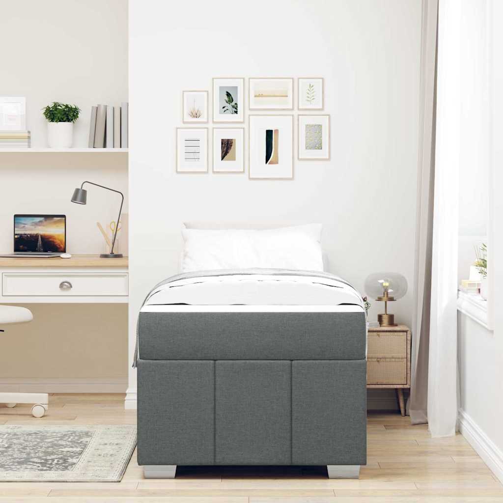 vidaXL Cadru de pat cu saltea Gri închis 120 x 190 cm țesătură