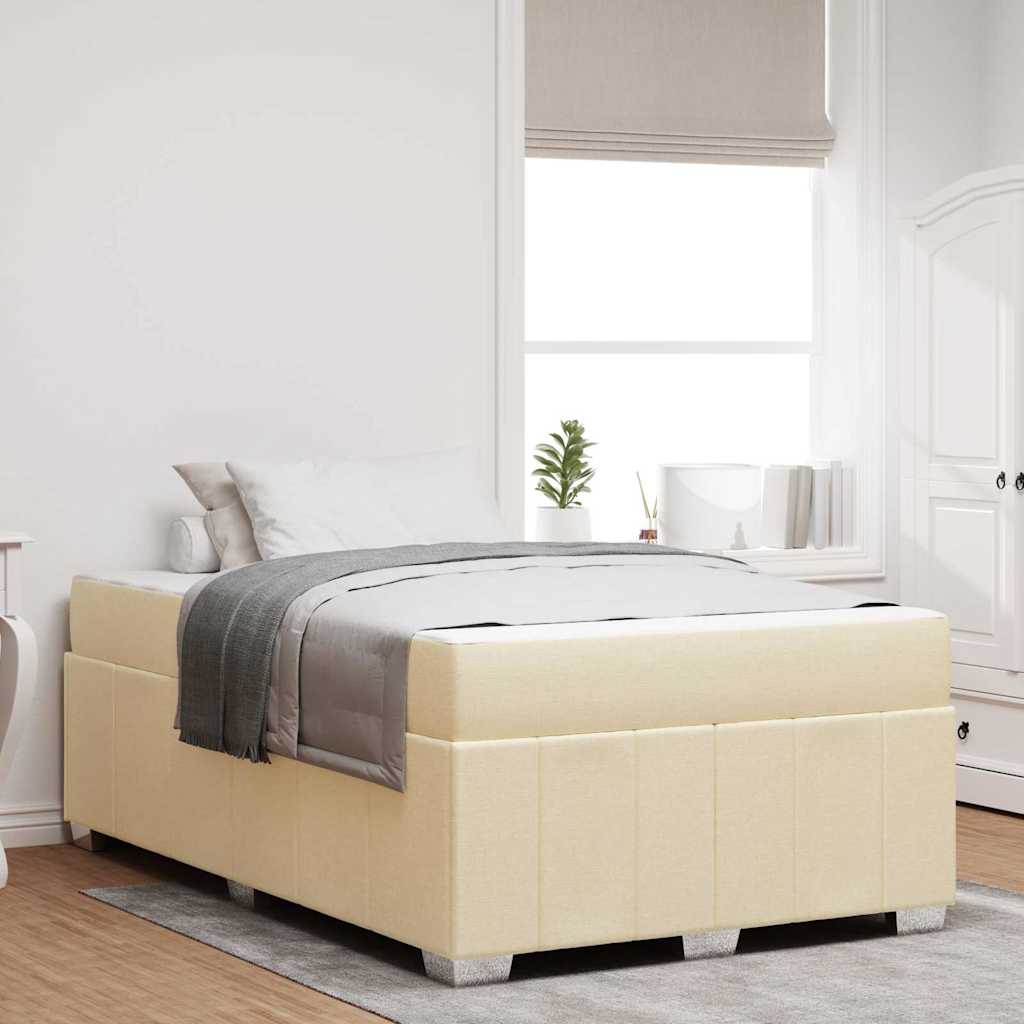 vidaXL Cadru de pat cu saltea Crem 120 x 190 cm țesătură