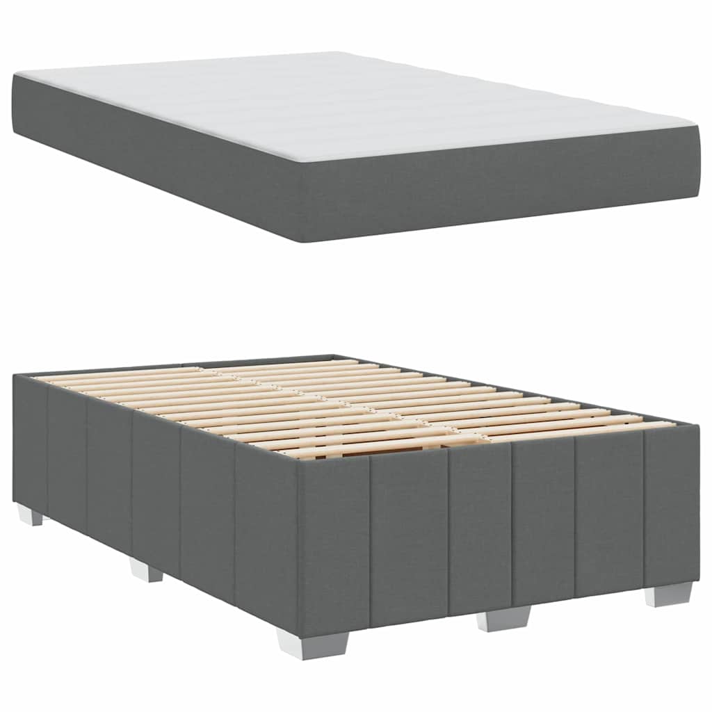 vidaXL Cadru de pat cu saltea Gri închis 120 x 200 cm țesătură