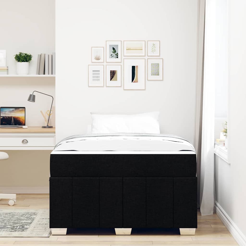 vidaXL Cadru de pat cu saltea Negru 120 x 200 cm țesătură