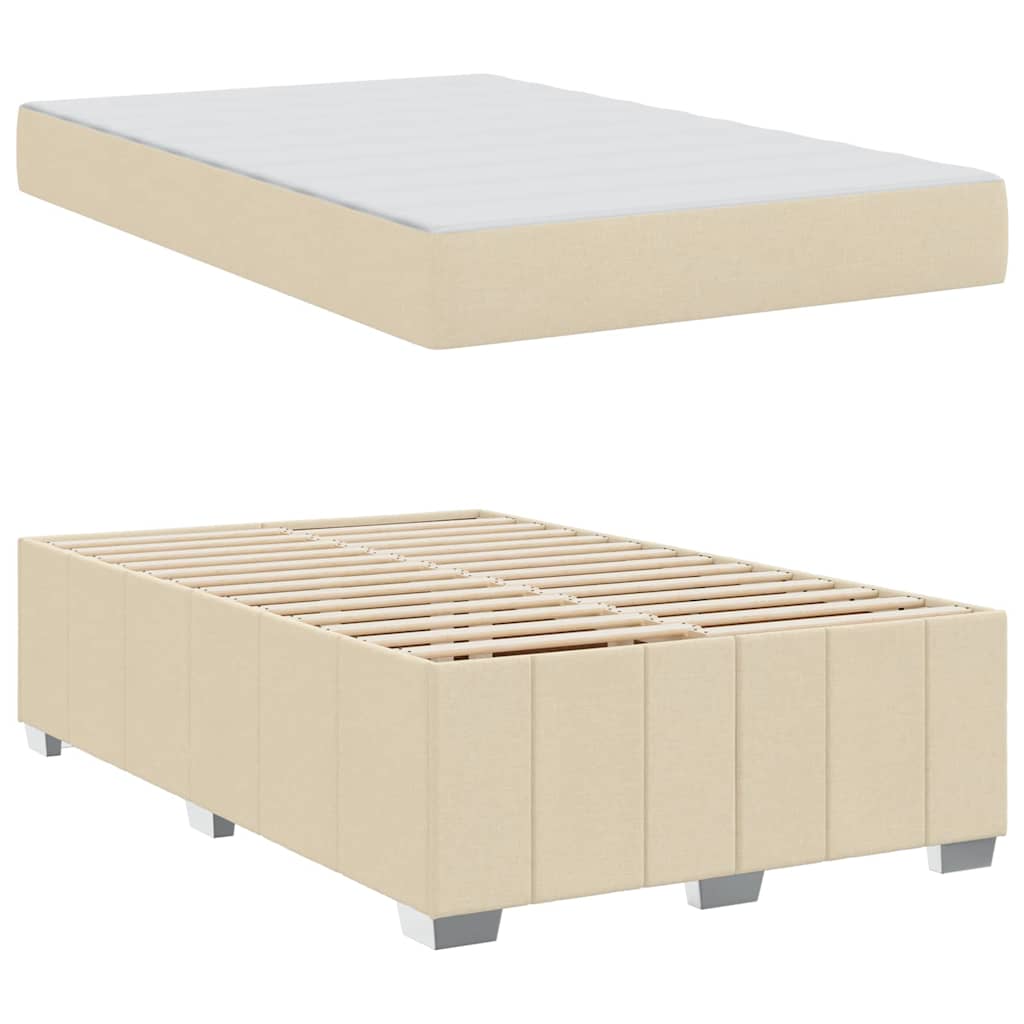 vidaXL Cadru de pat cu saltea Crem 120 x 200 cm țesătură