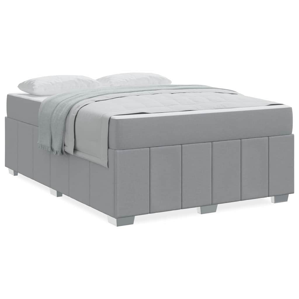 vidaXL Cadru de pat cu saltea Gri deschis 140 x 200 cm țesătură