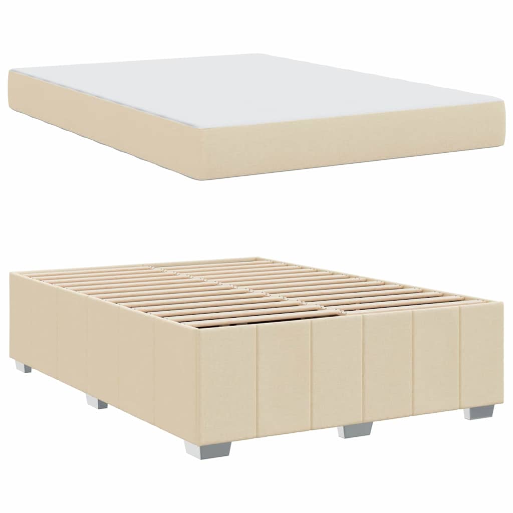 vidaXL Cadru de pat cu saltea Crem 140 x 200 cm țesătură