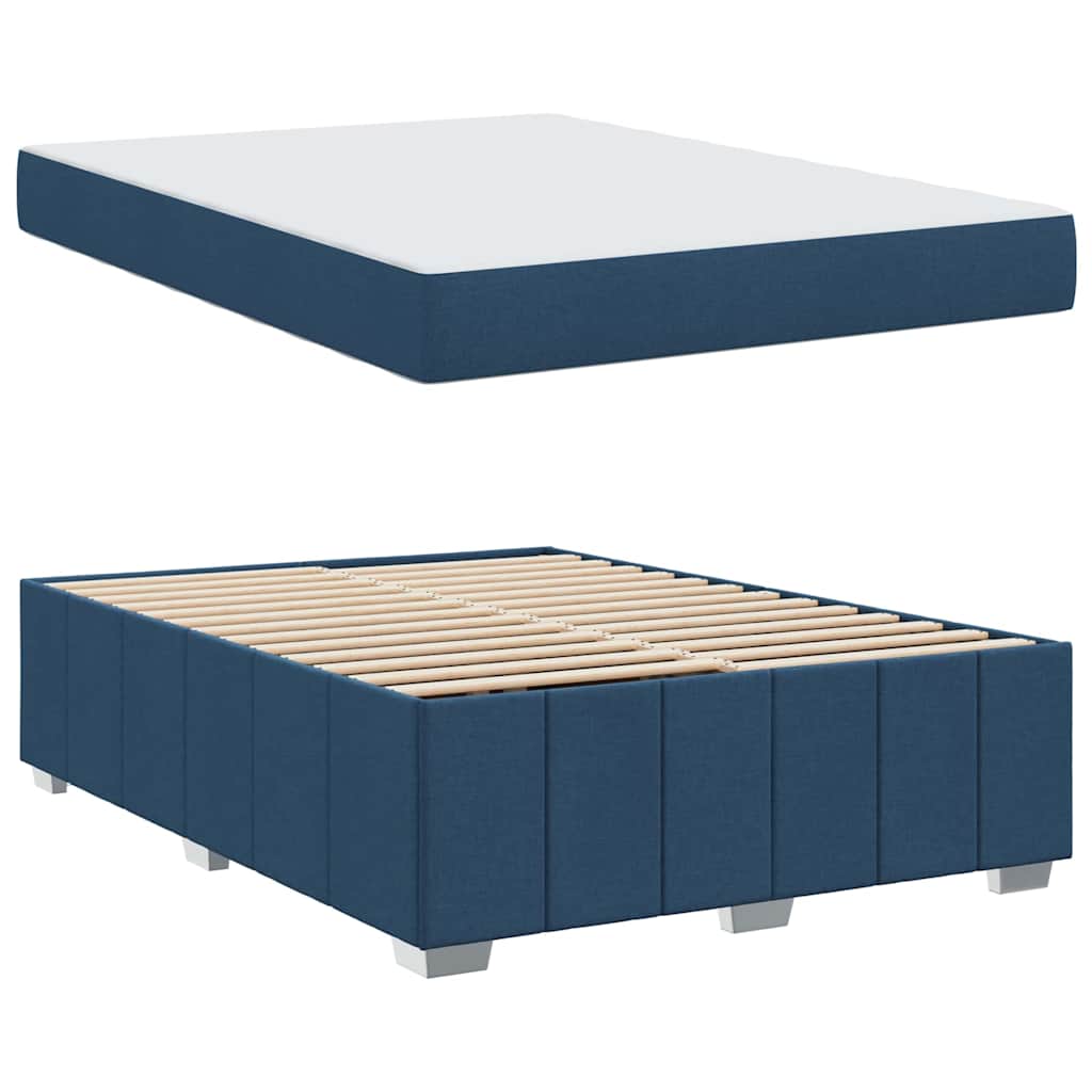 vidaXL Cadru de pat cu saltea albastru 140 x 200 cm țesătură