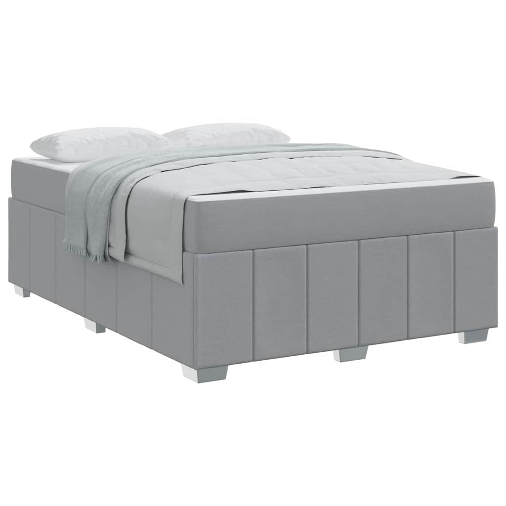 vidaXL Cadru de pat cu saltea Gri deschis 160 x 200 cm țesătură