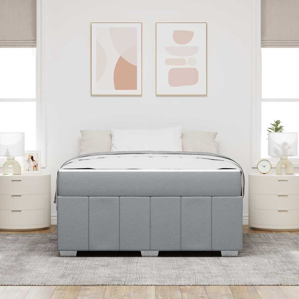 vidaXL Cadru de pat cu saltea Gri deschis 160 x 200 cm țesătură
