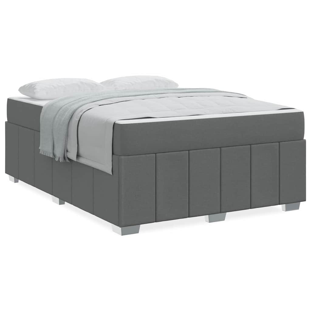 vidaXL Cadru de pat cu saltea Gri închis 160 x 200 cm țesătură