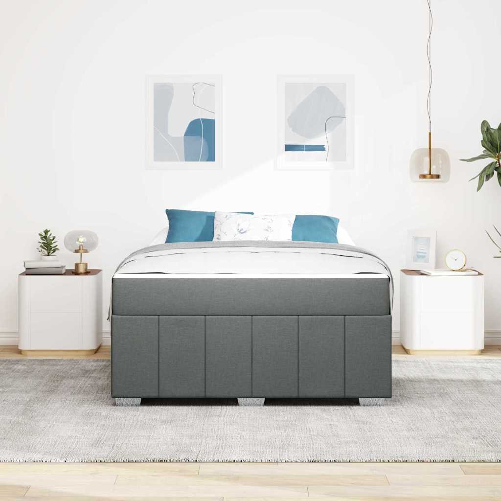 vidaXL Cadru de pat cu saltea Gri închis 160 x 200 cm țesătură