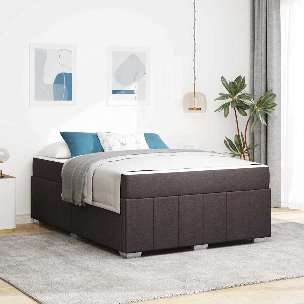 vidaXL Cadru de pat cu saltea Maro închis 160 x 200 cm țesătură