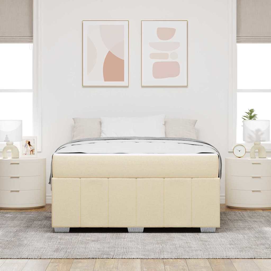 vidaXL Cadru de pat cu saltea Crem 160 x 200 cm țesătură