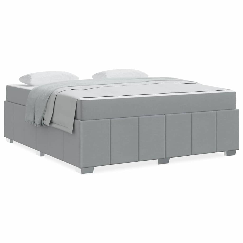 vidaXL Cadru de pat cu saltea Gri deschis 180 x 200 cm țesătură vidaXL Cadru de pat cu saltea Gri deschis 180 x 200 cm țesătură