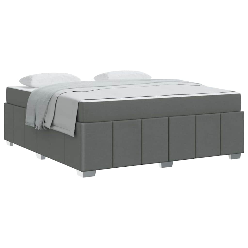 vidaXL Cadru de pat cu saltea Gri închis 180 x 200 cm țesătură