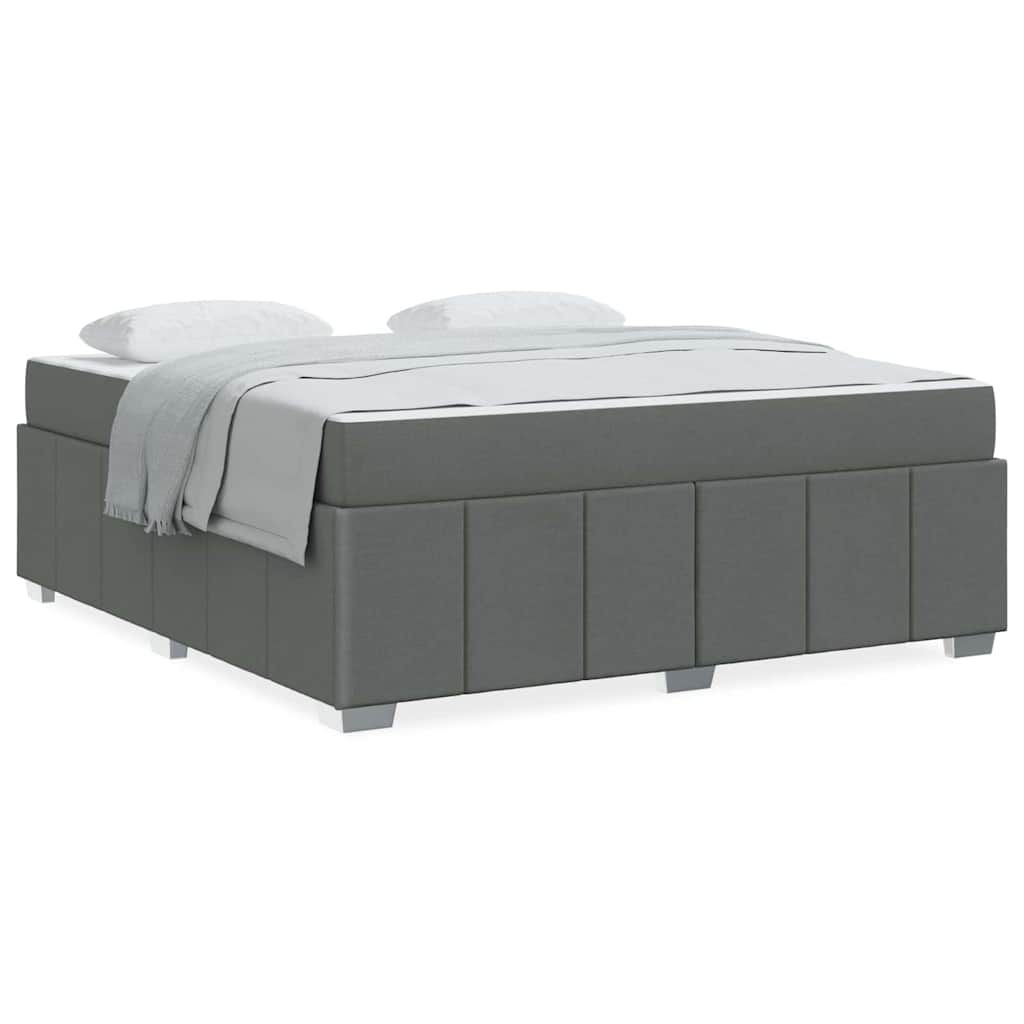 vidaXL Cadru de pat cu saltea Gri închis 180 x 200 cm țesătură